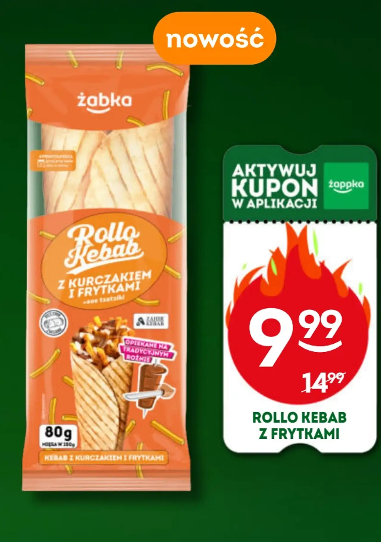 Żabka Rollo Kebab z kurczakiem i frytkami
