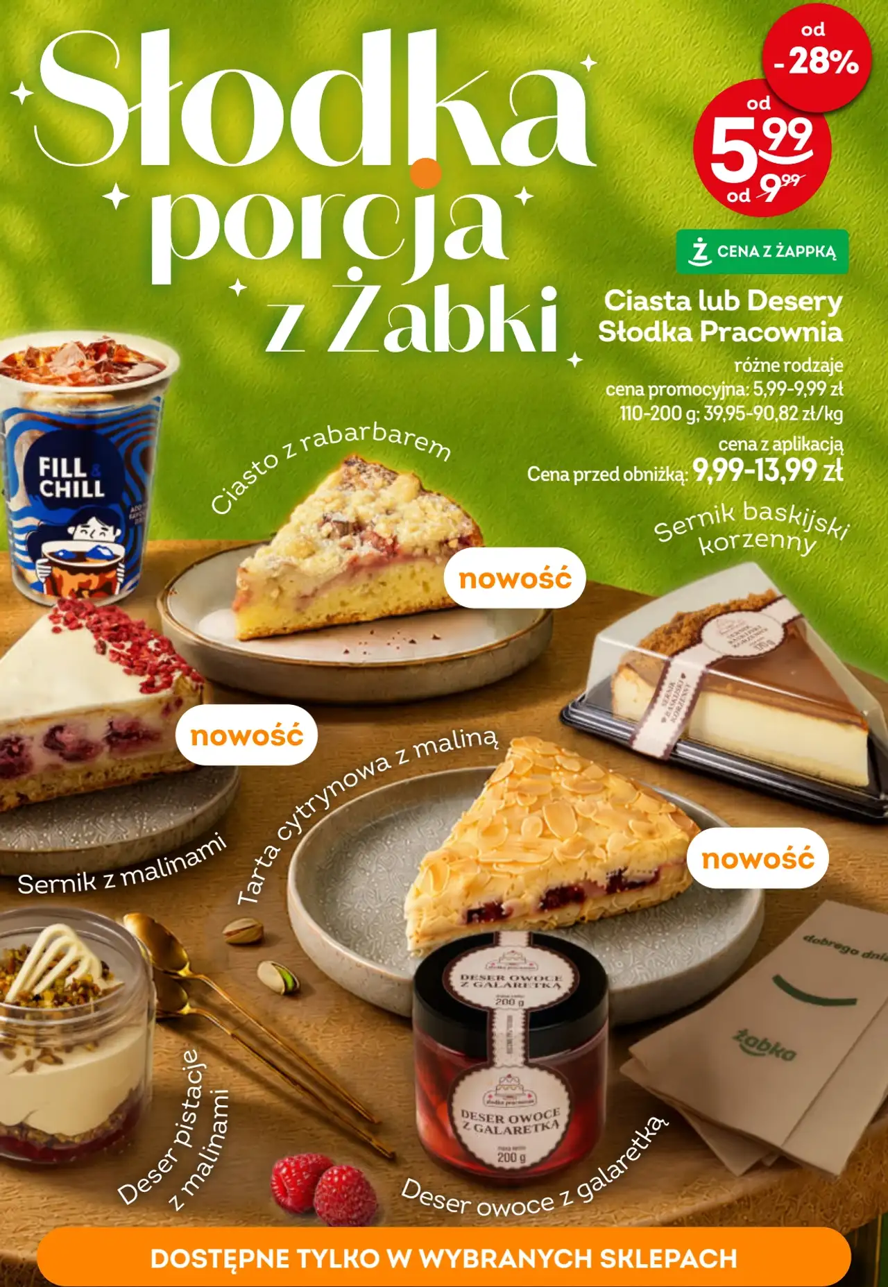Ciasta lub Desery Słodka Pracownia, różne rodzaje