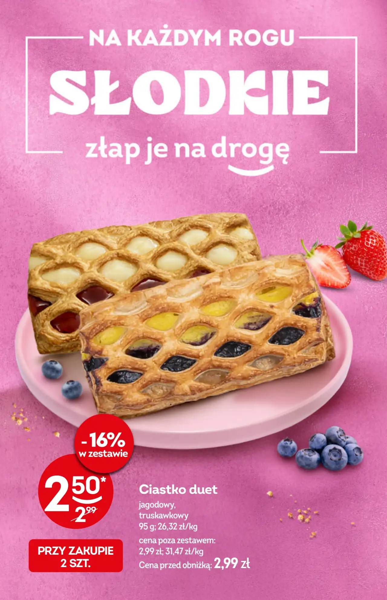 Ciastko duet jagodowy, truskawkowy