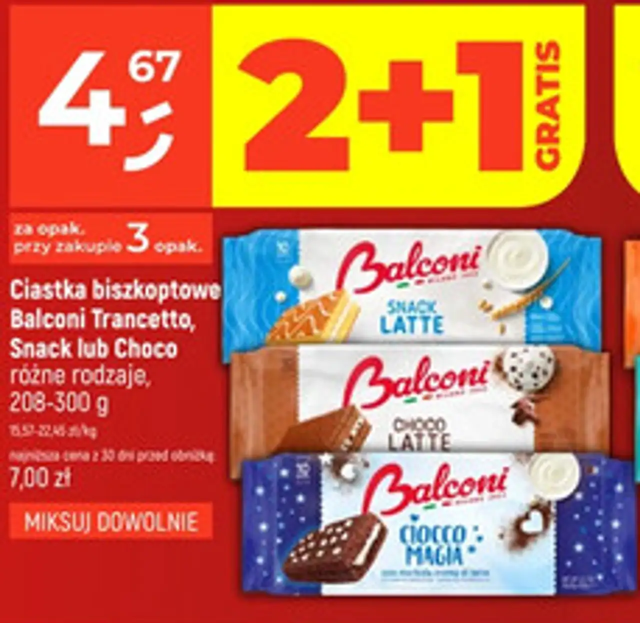 Ciastka biszkoptowe Balconi Trancetto, Snack lub Choco różne rodzaje, 208-300 g