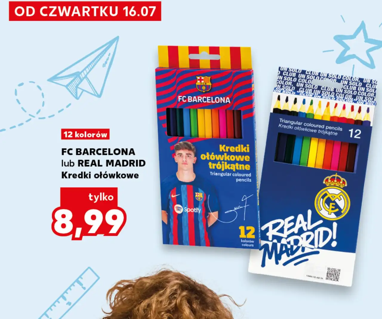 FC BARCELONA lub REAL MADRID Kredki ołówkowe