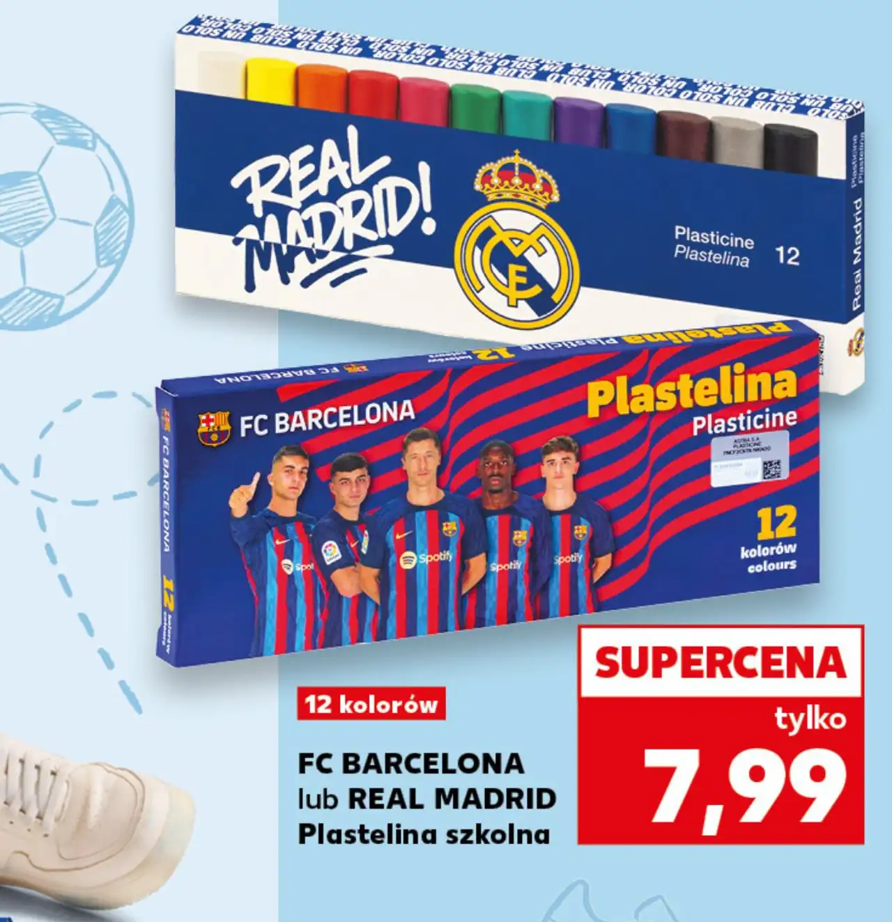 FC BARCELONA lub REAL MADRID Plastelina szkolna