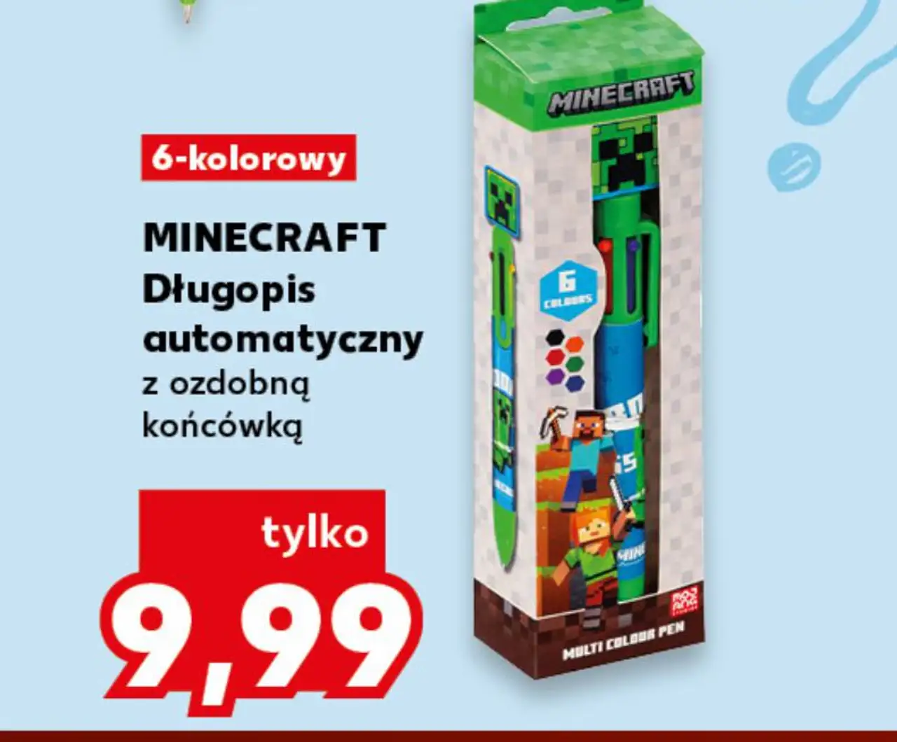 MINECRAFT Długopis automatyczny z ozdobną końcówką