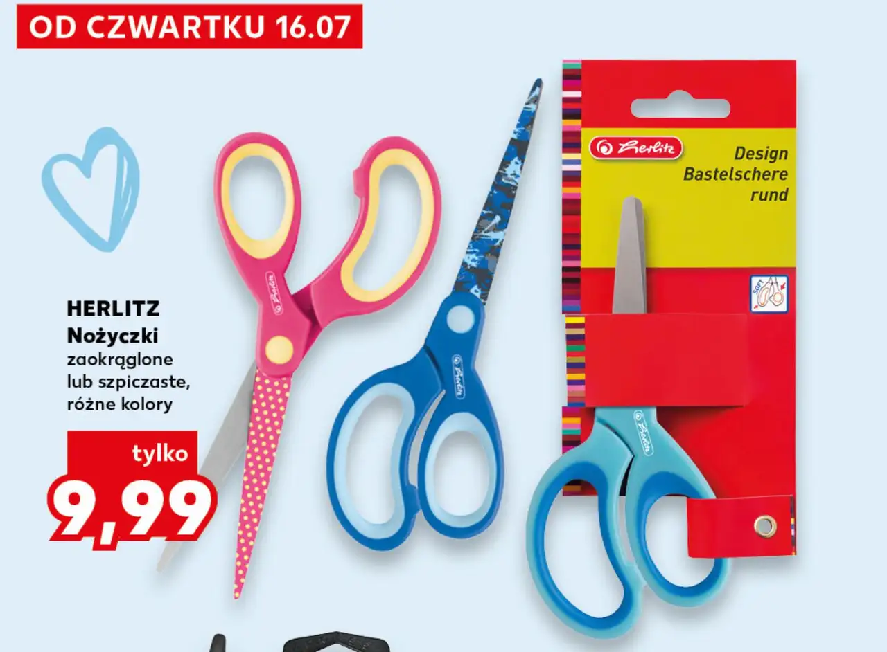 HERLITZ Nożyczki zaokrąglone lub szpiczaste, różne kolory