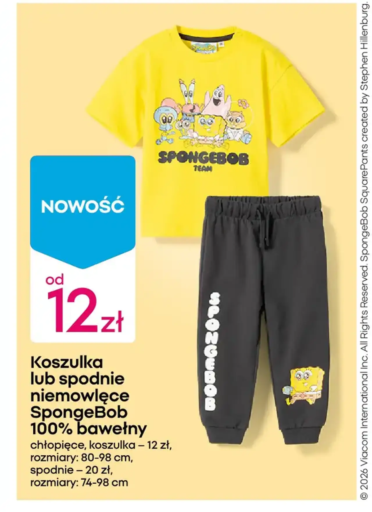 Koszulka lub spodnie niemowlęce SpongeBob 100% bawełny
