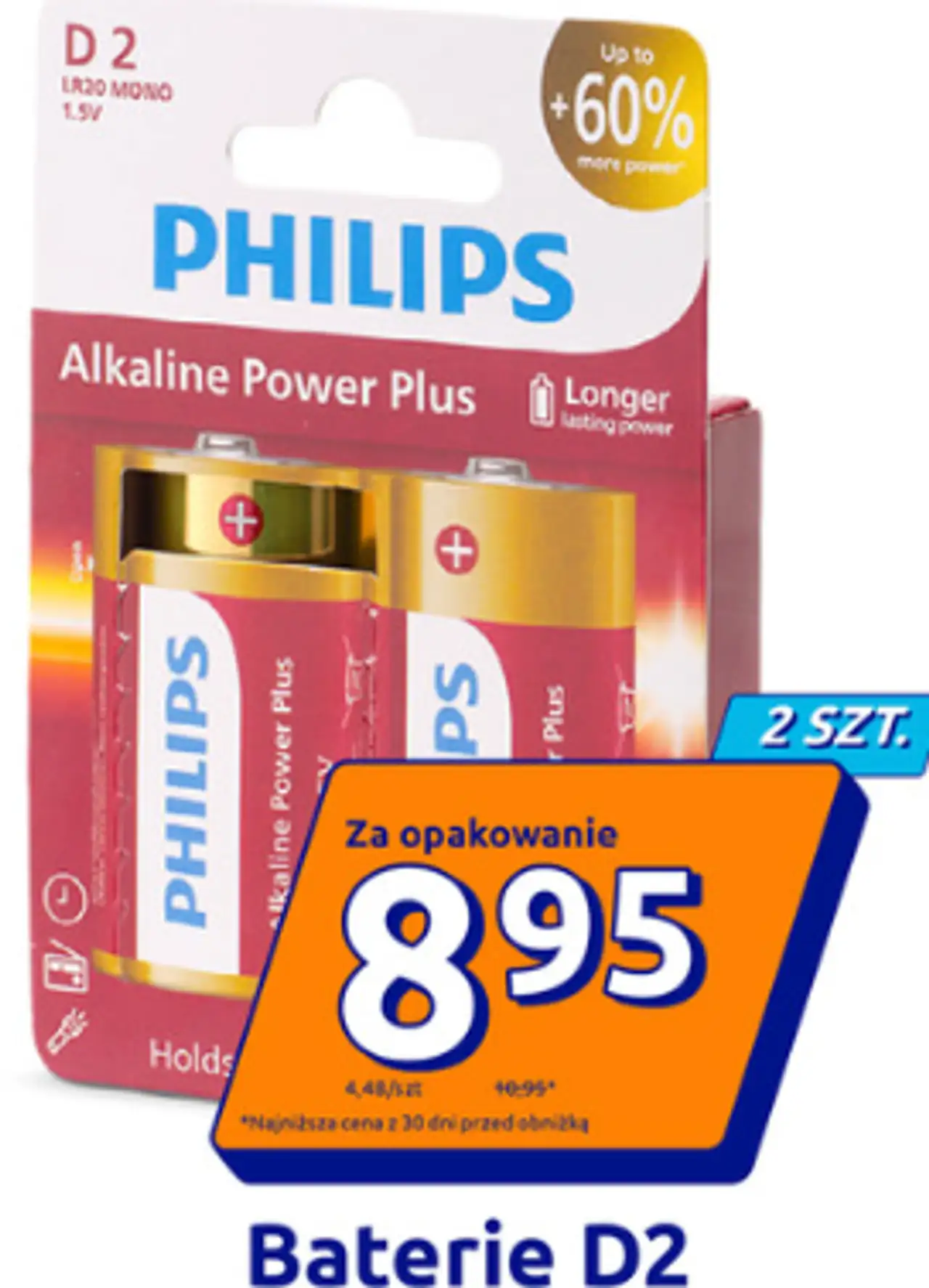 Philips Baterie D2 Alkaline Power Plus 2 szt.