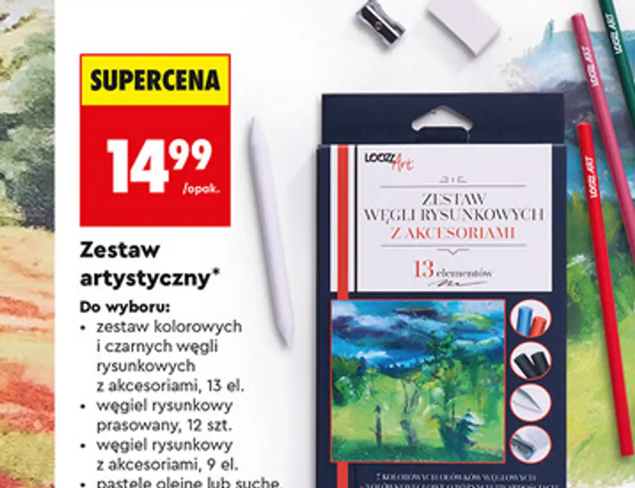 Zestaw artystyczny Loozz Art (węgiel rysunkowy z akcesoriami)
