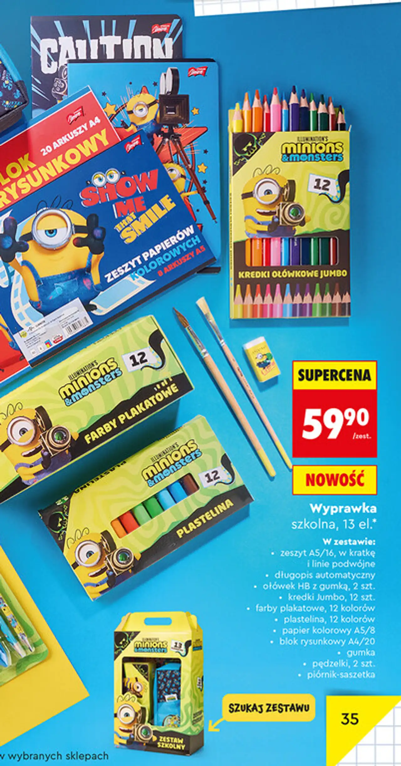 Wyprawka szkolna Minions St. Majewski 13 el.