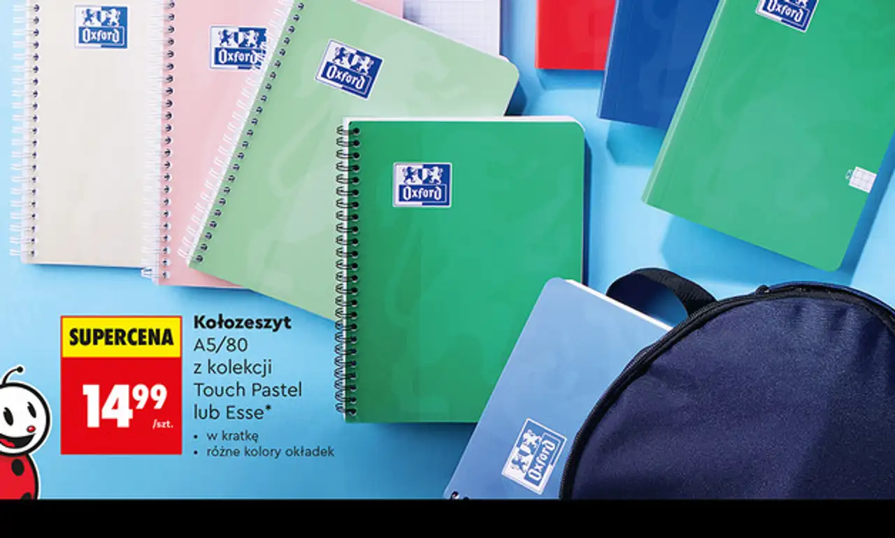 Kołozeszyt Oxford A5/80 Touch Pastel lub Esse