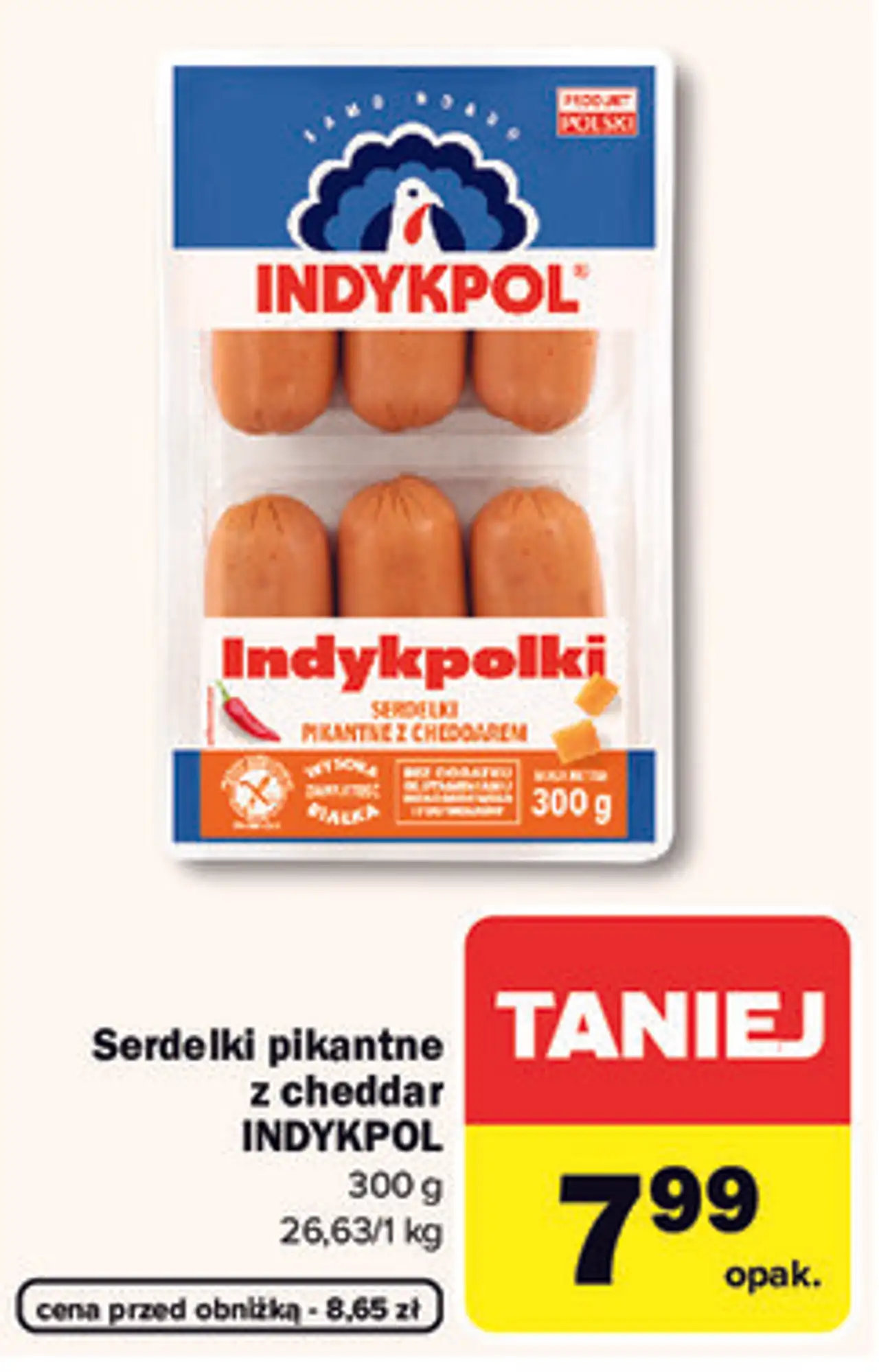 Serdelki pikantne z cheddar Indykpol