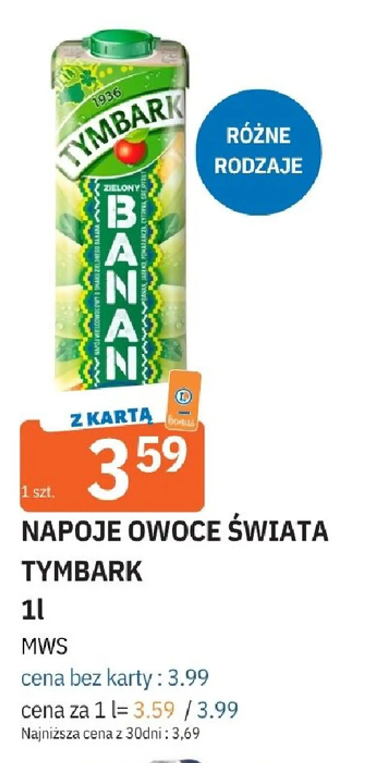Napój zielony banan Tymbark Owoce Świata