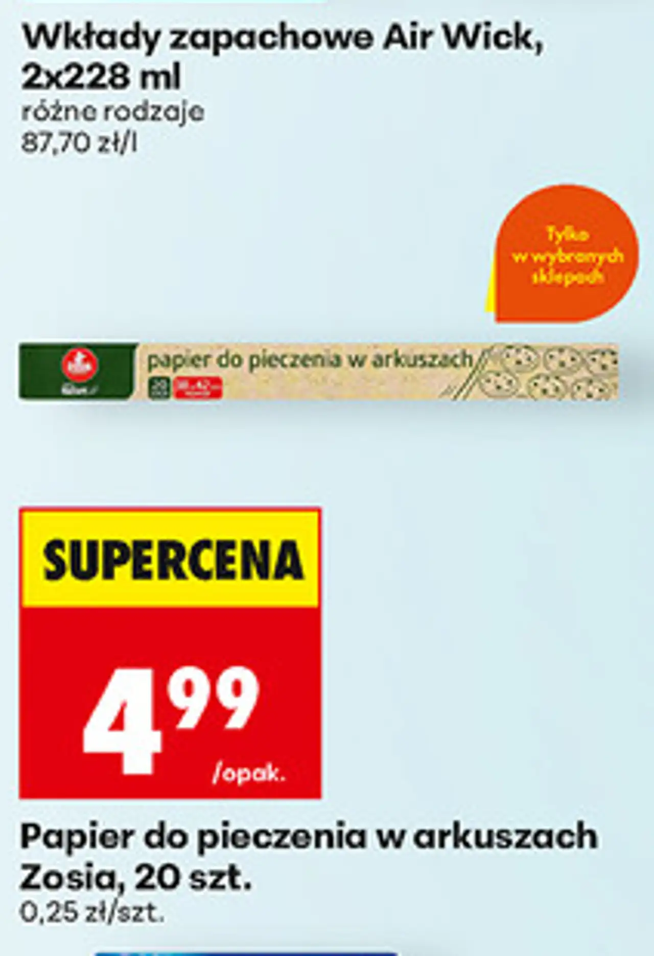 Papier do pieczenia w arkuszach Zosia, 20 szt.