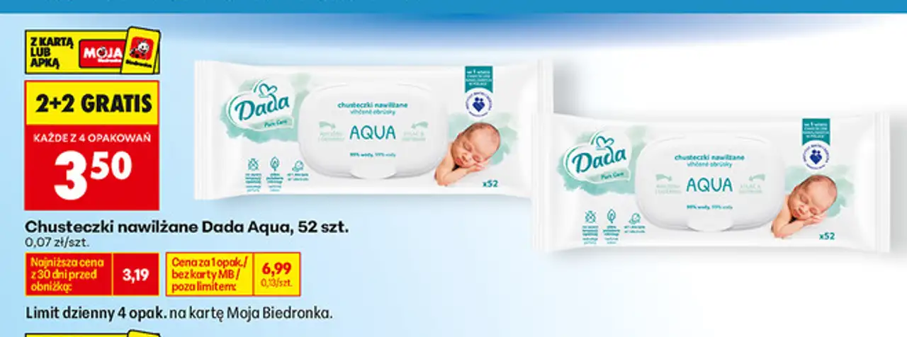 Chusteczki nawilżane Dada Aqua, 52 szt.