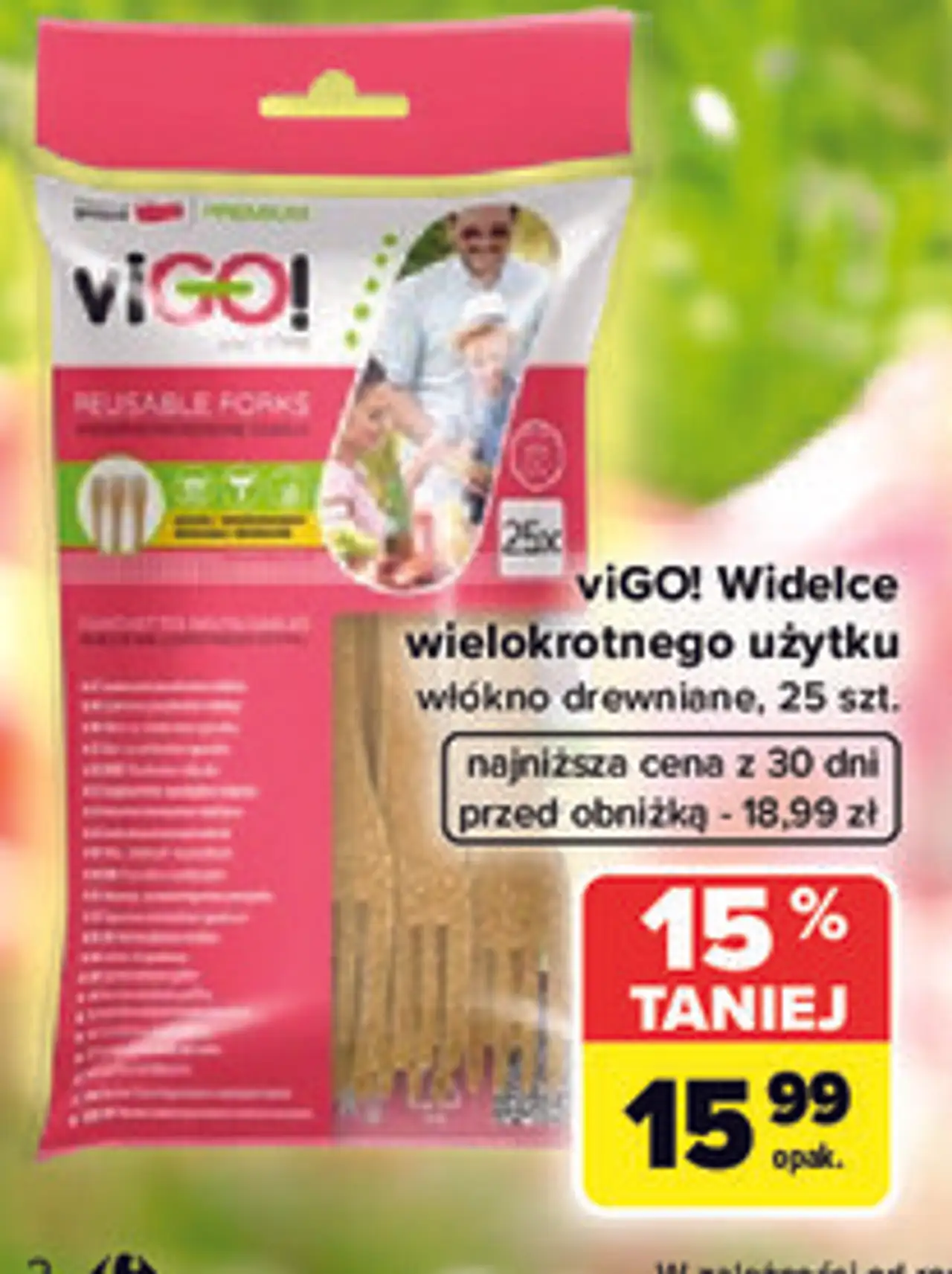viGO! Widelce wielokrotnego użytku z włókna drewnianego, 25 szt.