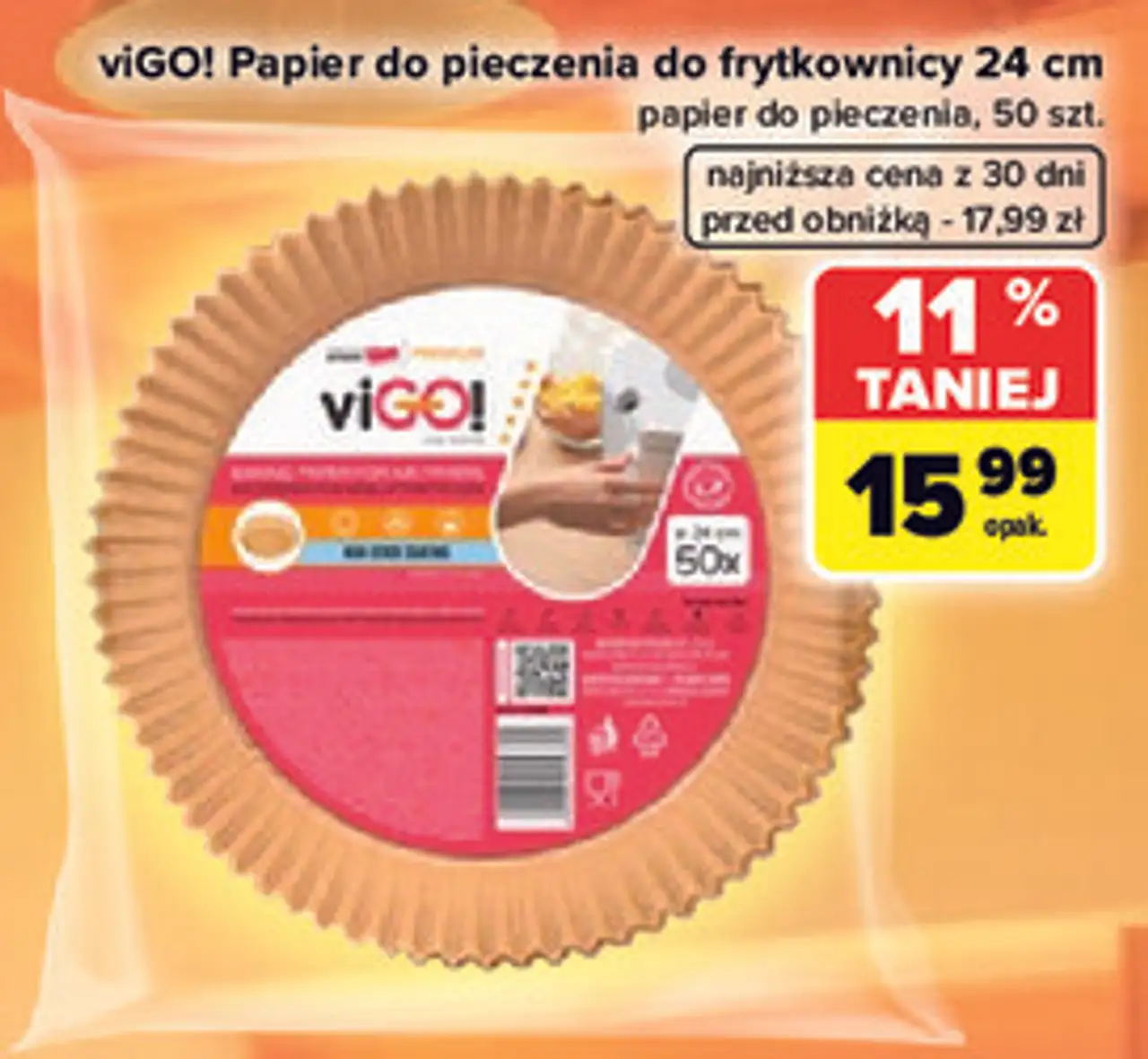 viGO! Papier do pieczenia do frytkownicy 24 cm