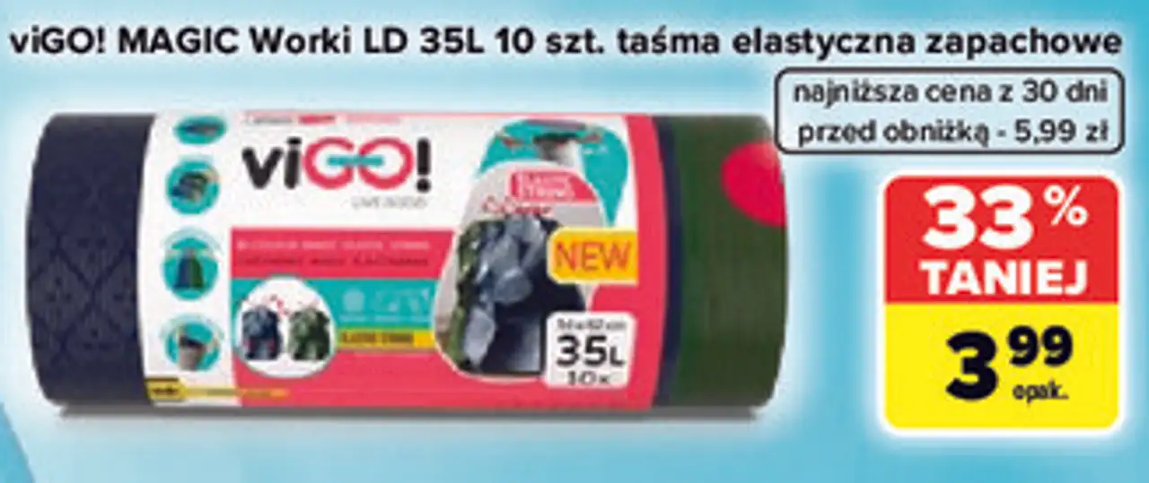 viGO! MAGIC Worki LD 35L 10 szt. taśma elastyczna zapachowe
