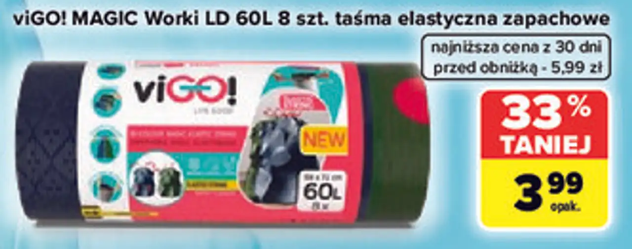 viGO! MAGIC Worki LD 60L 8 szt. taśma elastyczna zapachowe