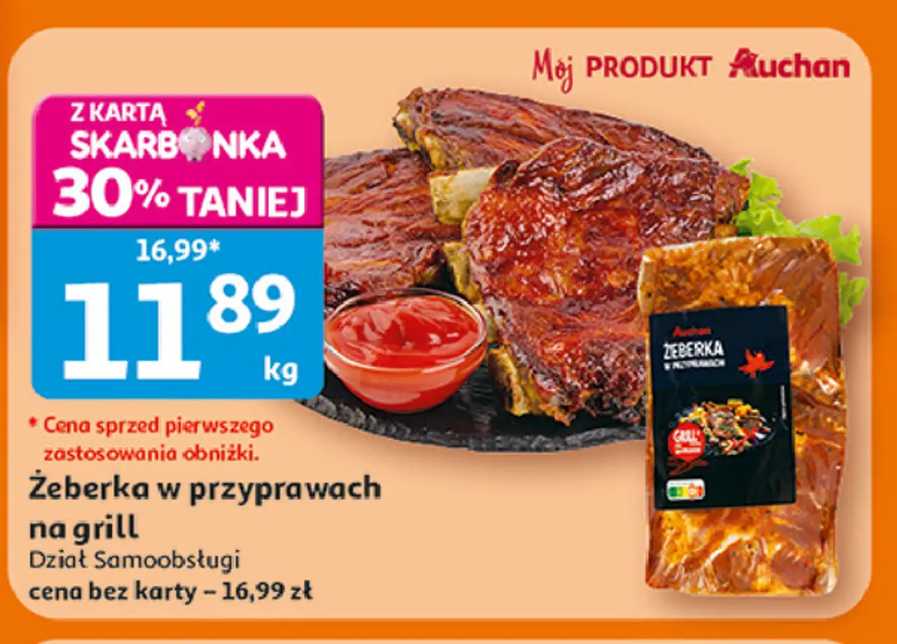 Żeberka w przyprawach na grill Auchan Różnorodne (Logo Czerwone)
