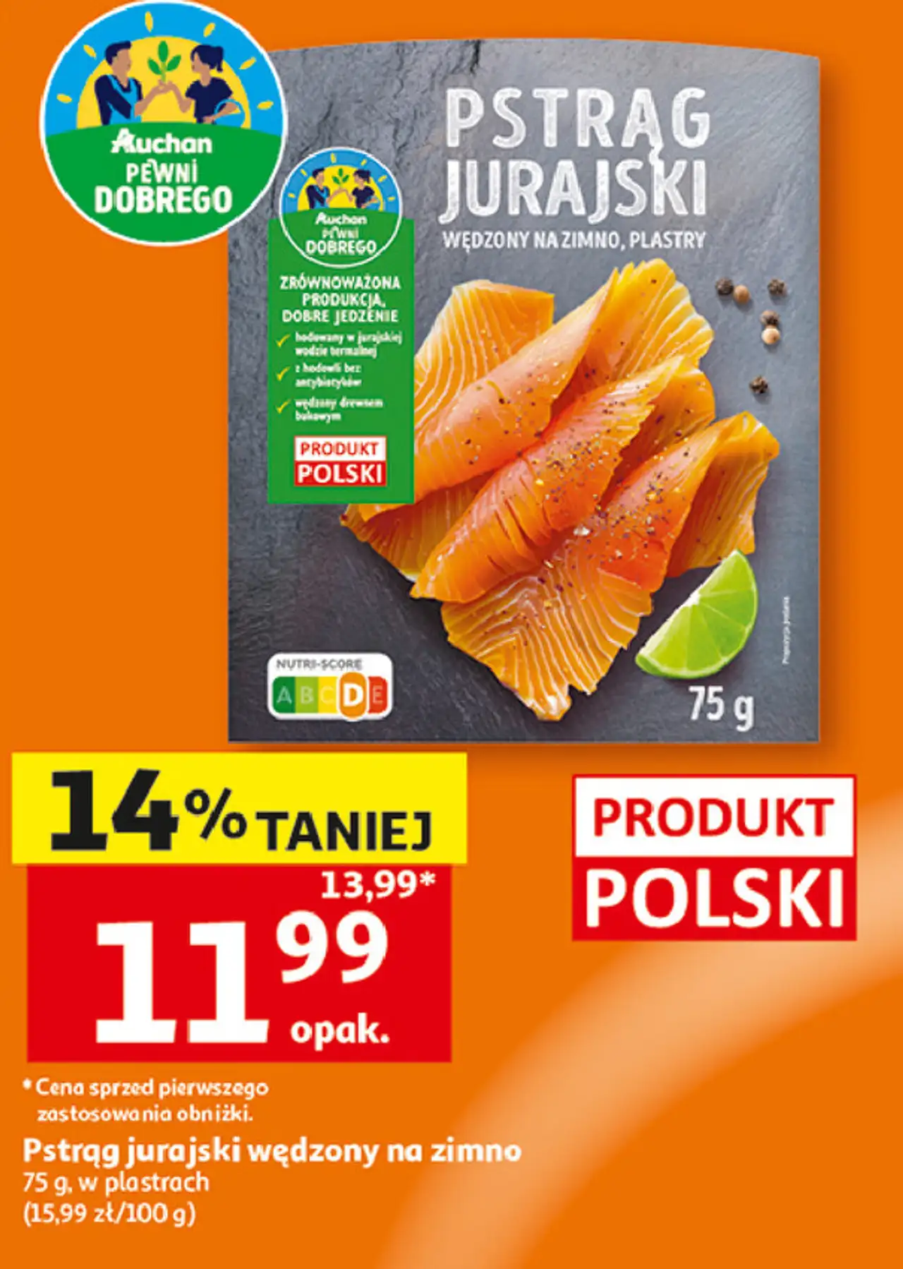 Pstrąg jurajski wędzony na zimno Auchan Pewni Dobrego