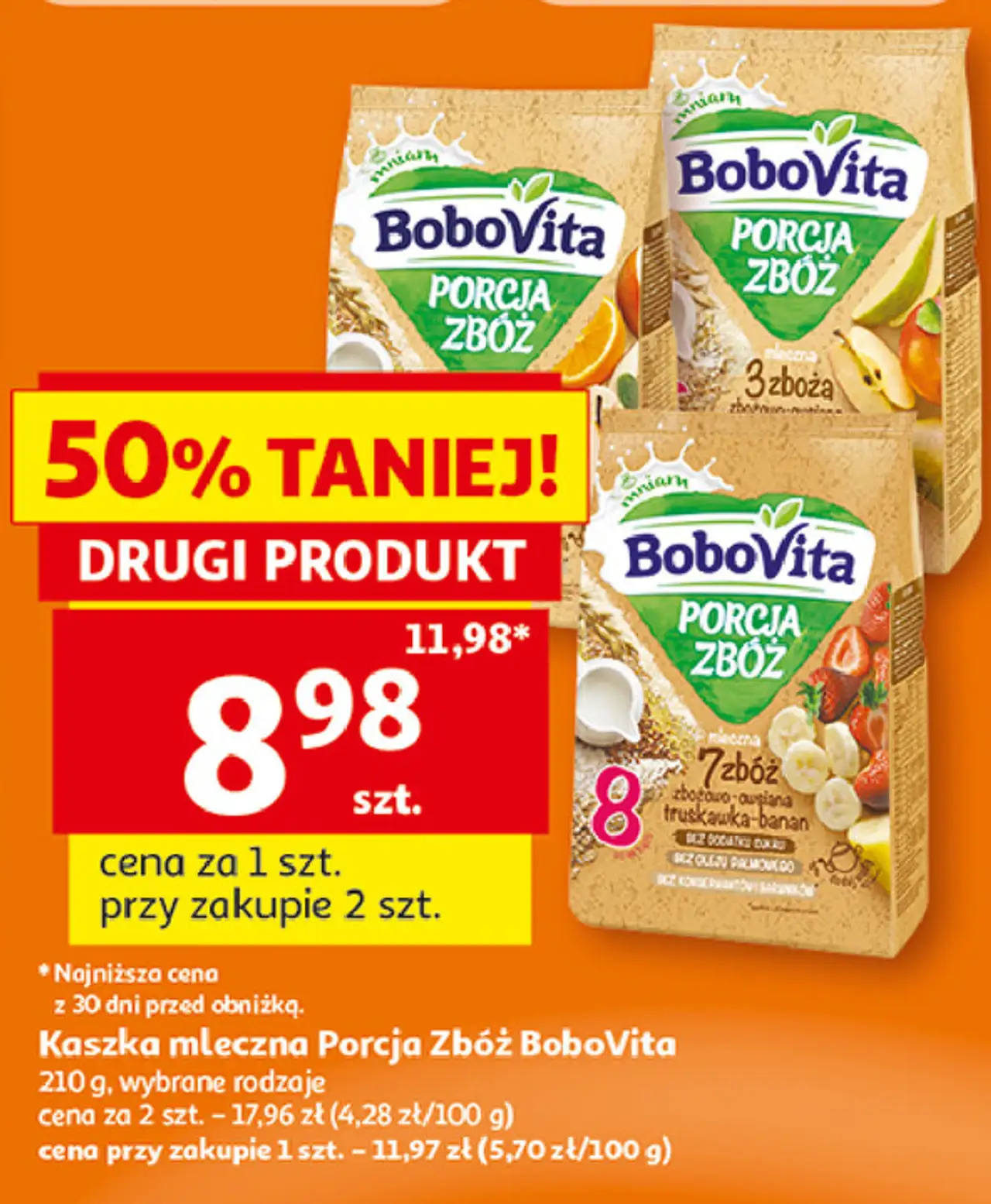 Kaszka mleczna 7 zbóż zbożowo-jaglana owocowa Bobovita Porcja Zbóż