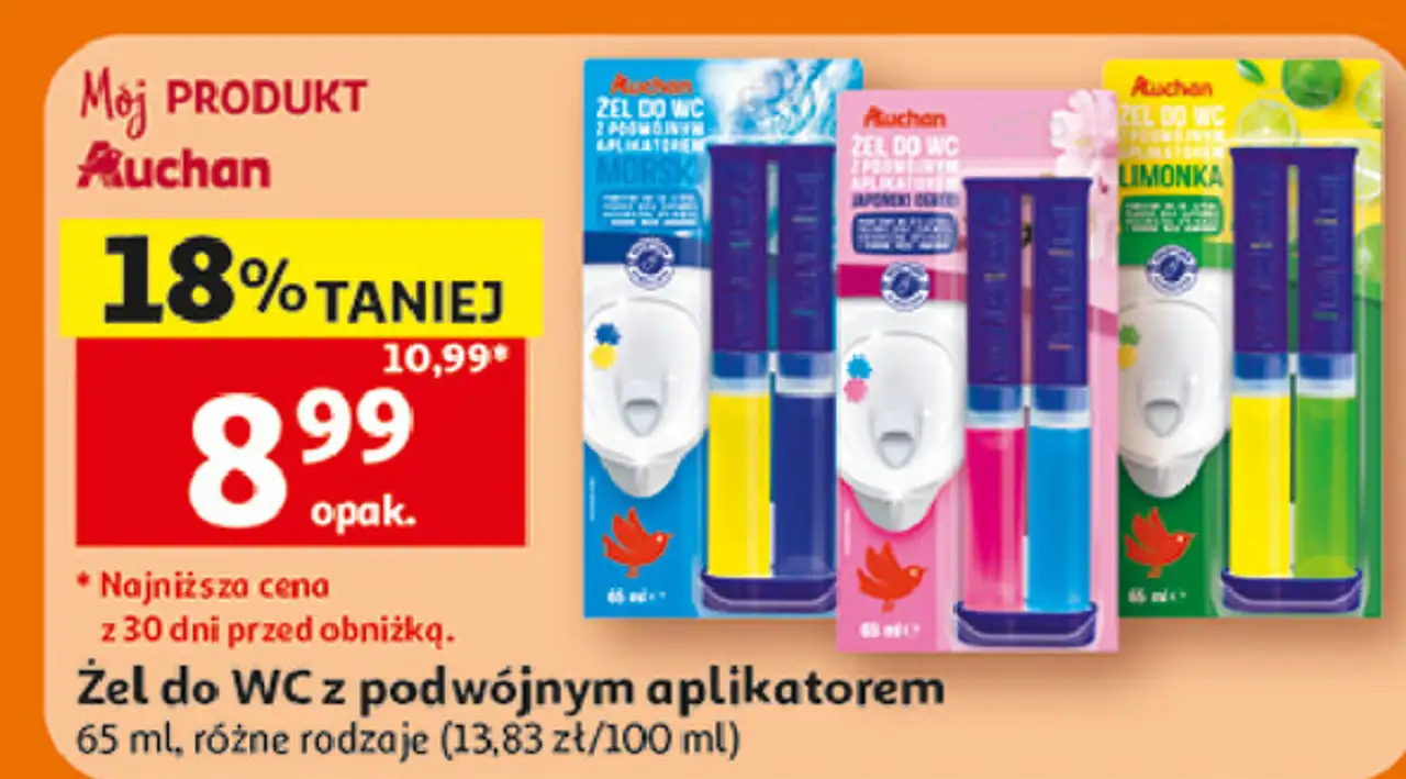 Żel do wc japoński ogód Auchan Różnorodne (Logo Czerwone)