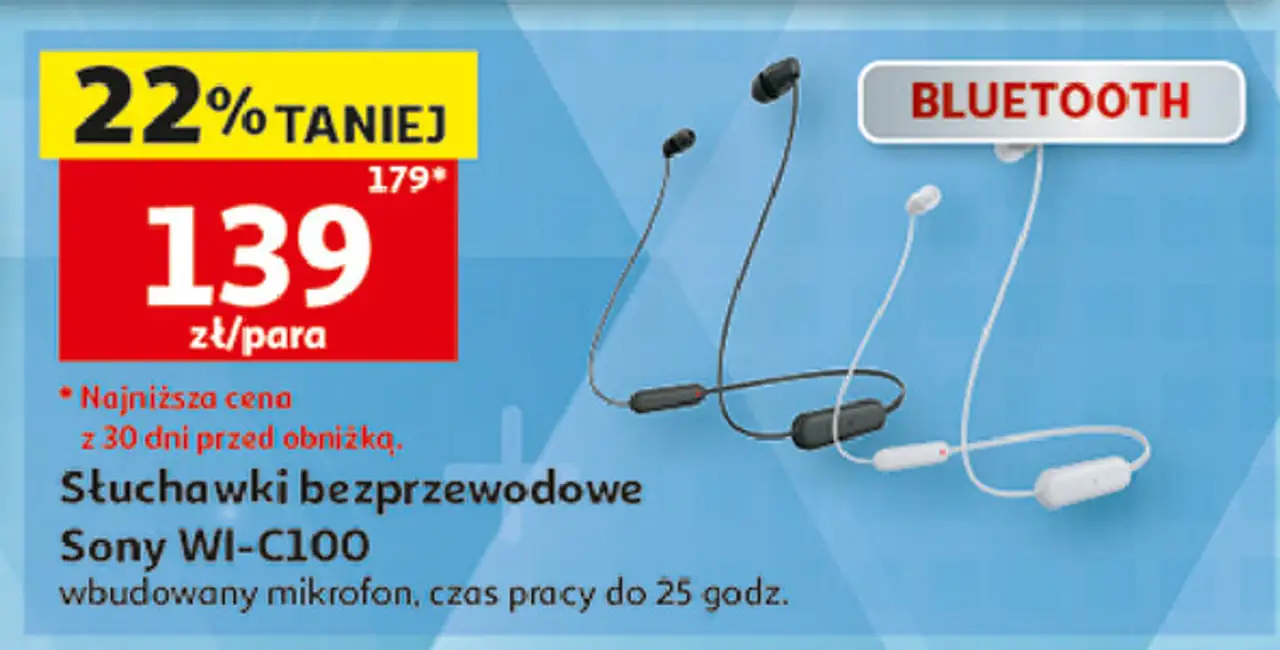 Słuchawki wi-c100 białe Sony