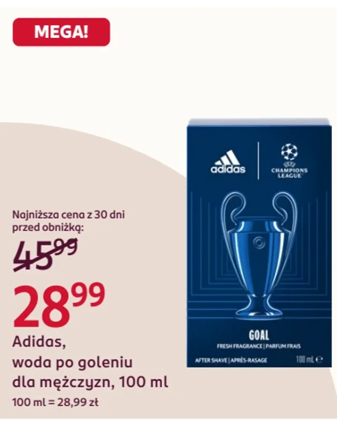 Adidas, woda po goleniu dla mężczyzn, 100 ml