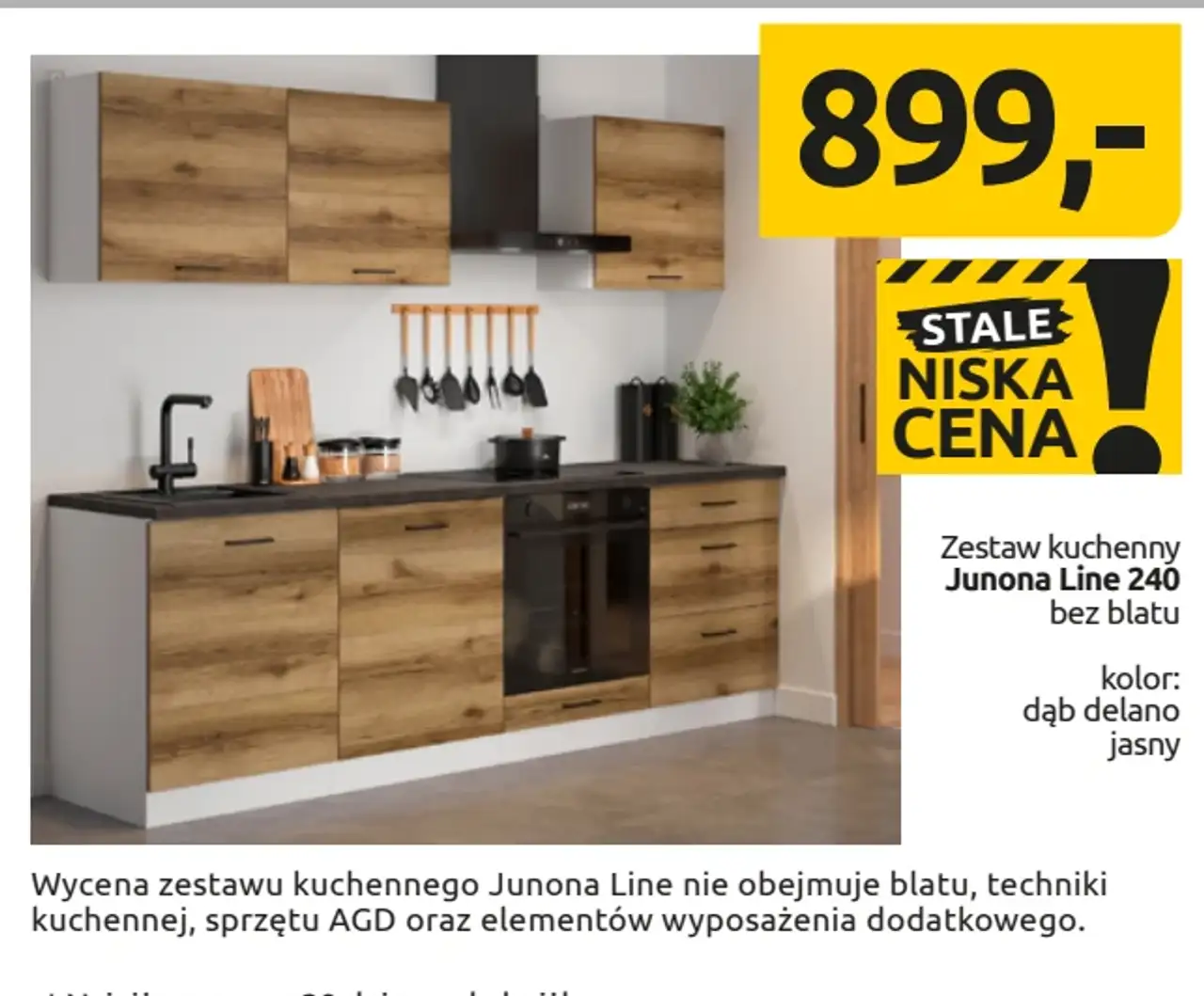 Zestaw kuchenny Junona Line 240 bez blatu, dąb delano jasny