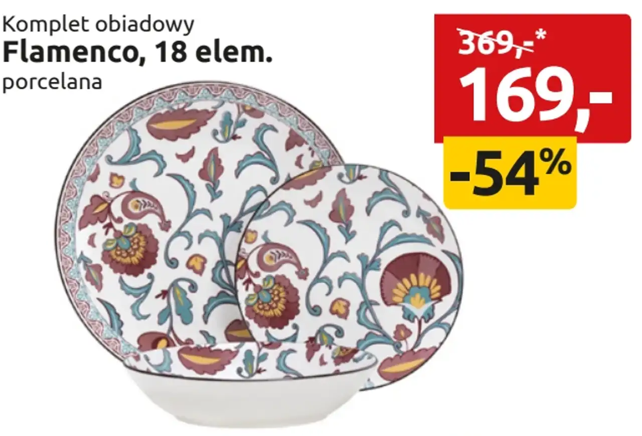 Komplet obiadowy Flamenco, 18 elem. porcelana