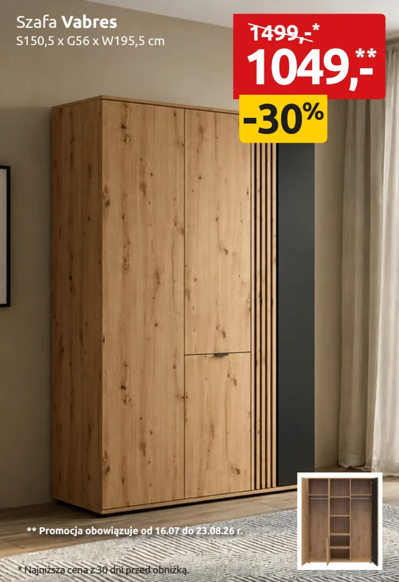 Szafa Vabres S150,5 x G56 x W195,5 cm
