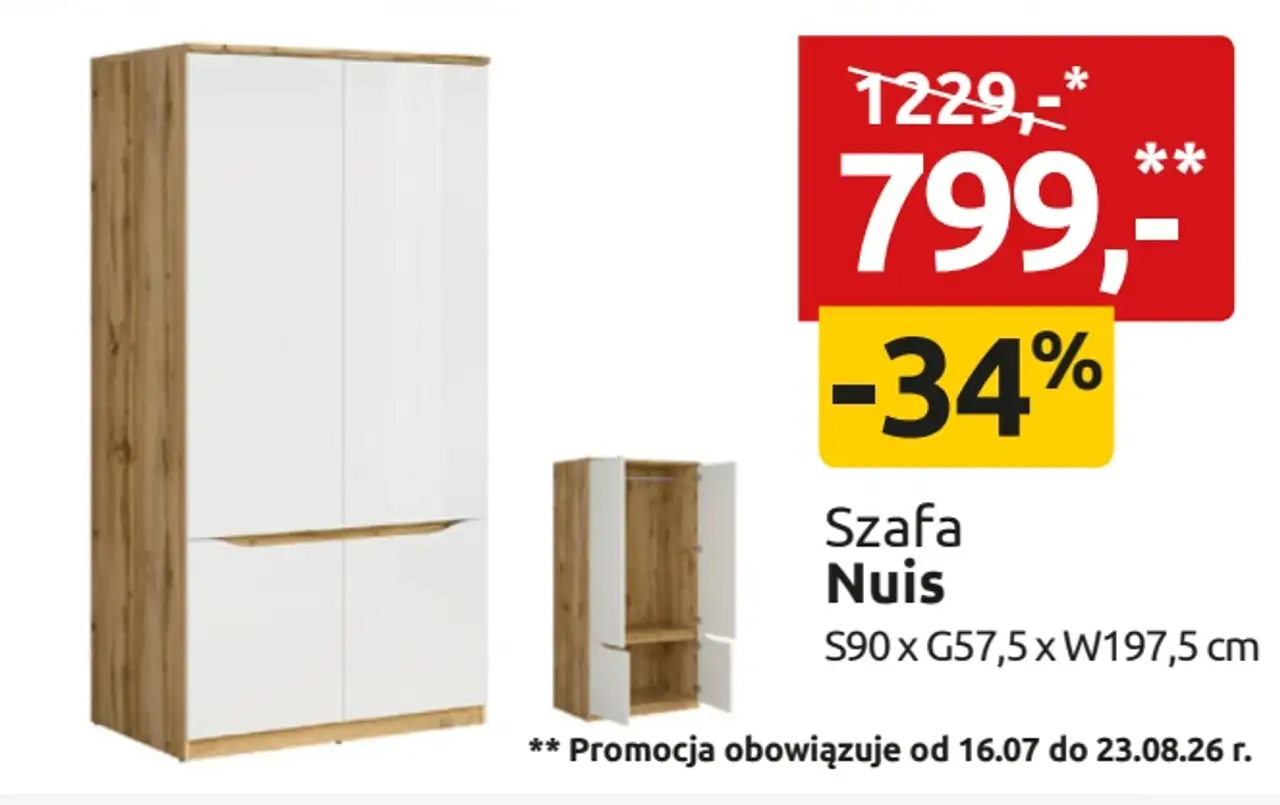 Szafa Nuis S90 x G57,5 x W197,5 cm