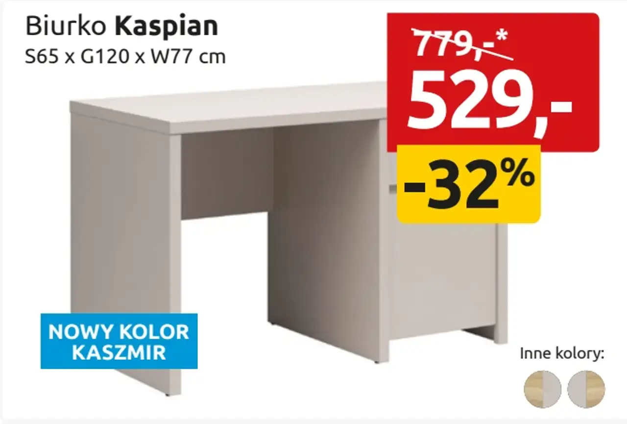Biurko Kaspian S65 x G120 x W77 cm
