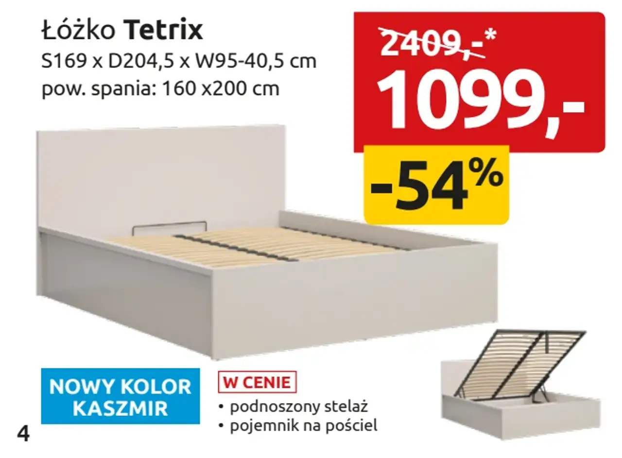 Łóżko Tetrix S169 x D204,5 x W95-40,5 cm