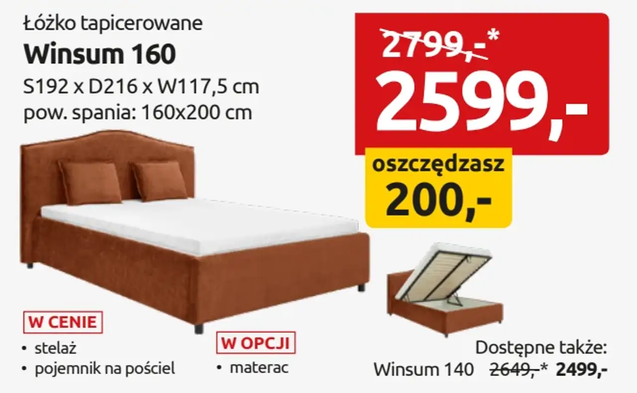 Łóżko tapicerowane Winsum 160