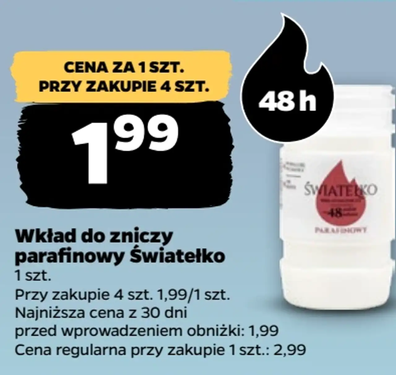 Wkład do zniczy parafinowy Światełko