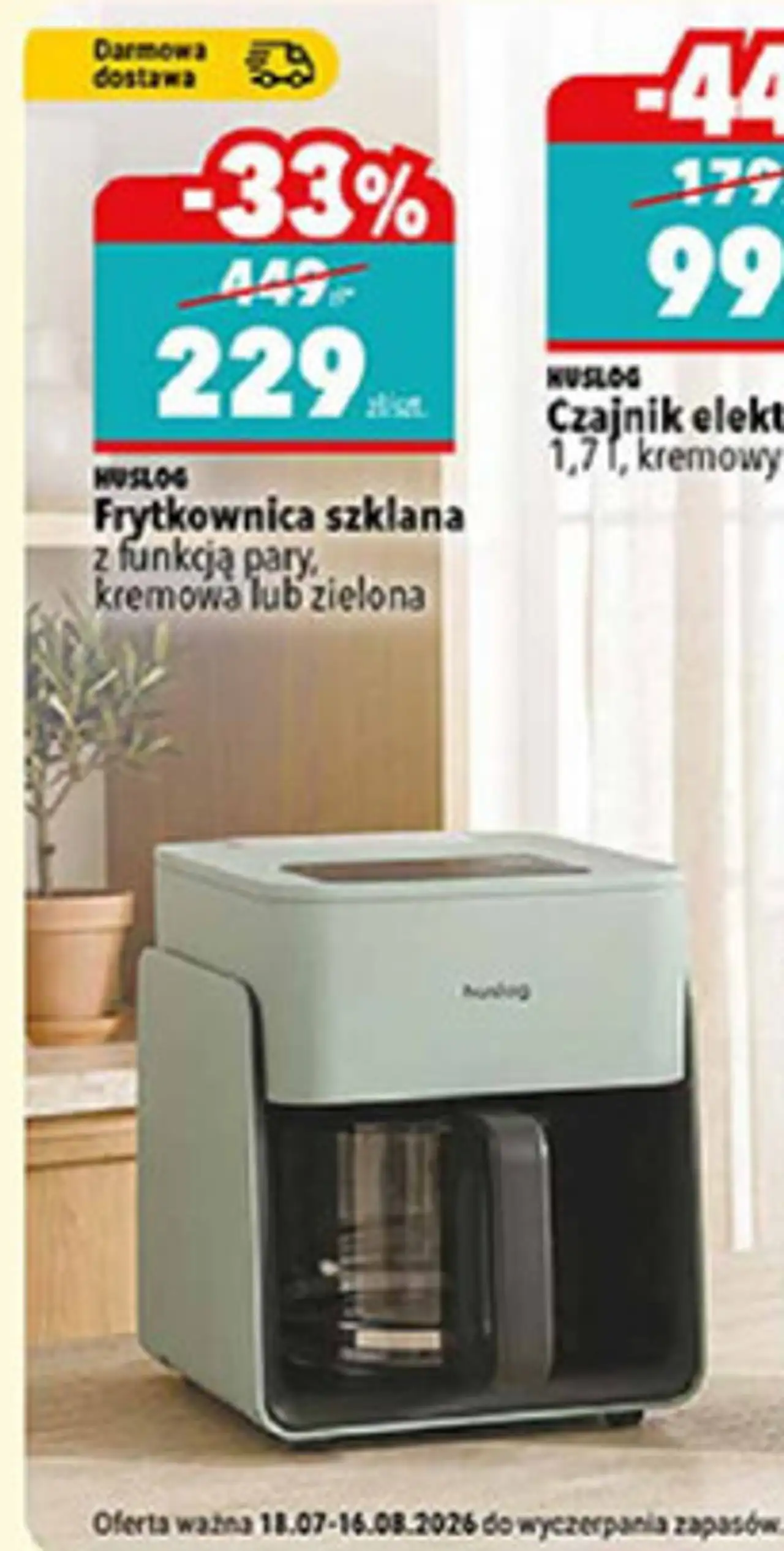 Huslog Frytkownica szklana z funkcją pary