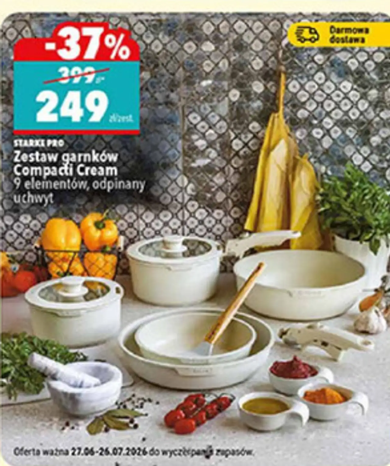 Starke Pro Zestaw garnków Compacti Cream 9 elementów