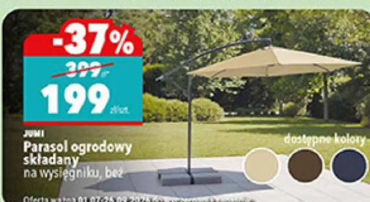 Jumi Parasol ogrodowy składany na wysięgniku, beż
