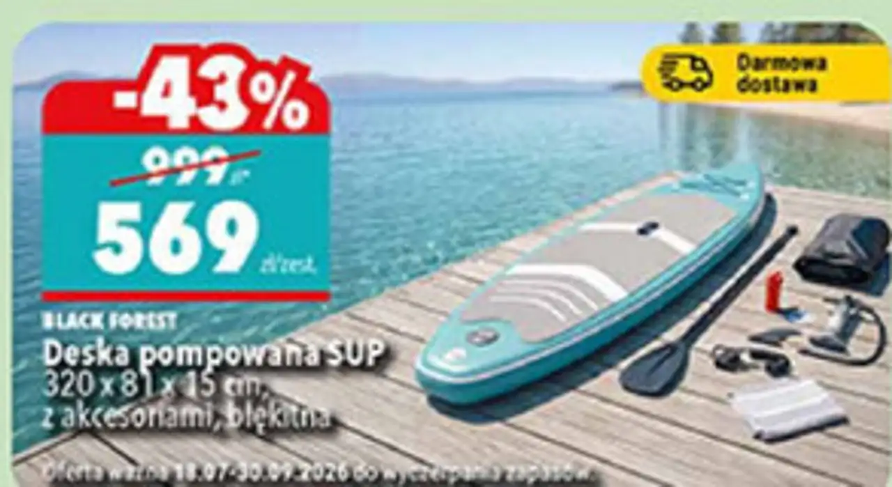 Black Forest Deska pompowana SUP 320 x 81 x 15 cm z akcesoriami, błękitna