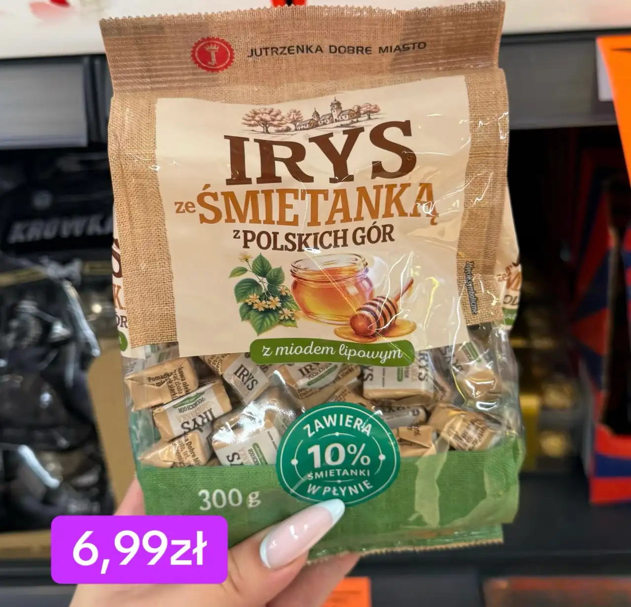 Jutrzenka Dobre Miasto Irys ze śmietanką z polskich gór z miodem lipowym 300 g