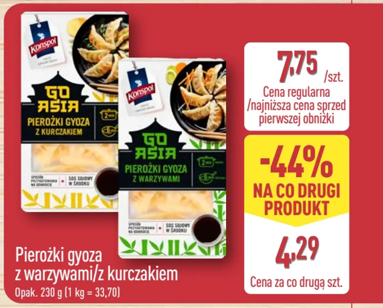 Pierożki gyoza z warzywami / z kurczakiem Go Asia Konspol