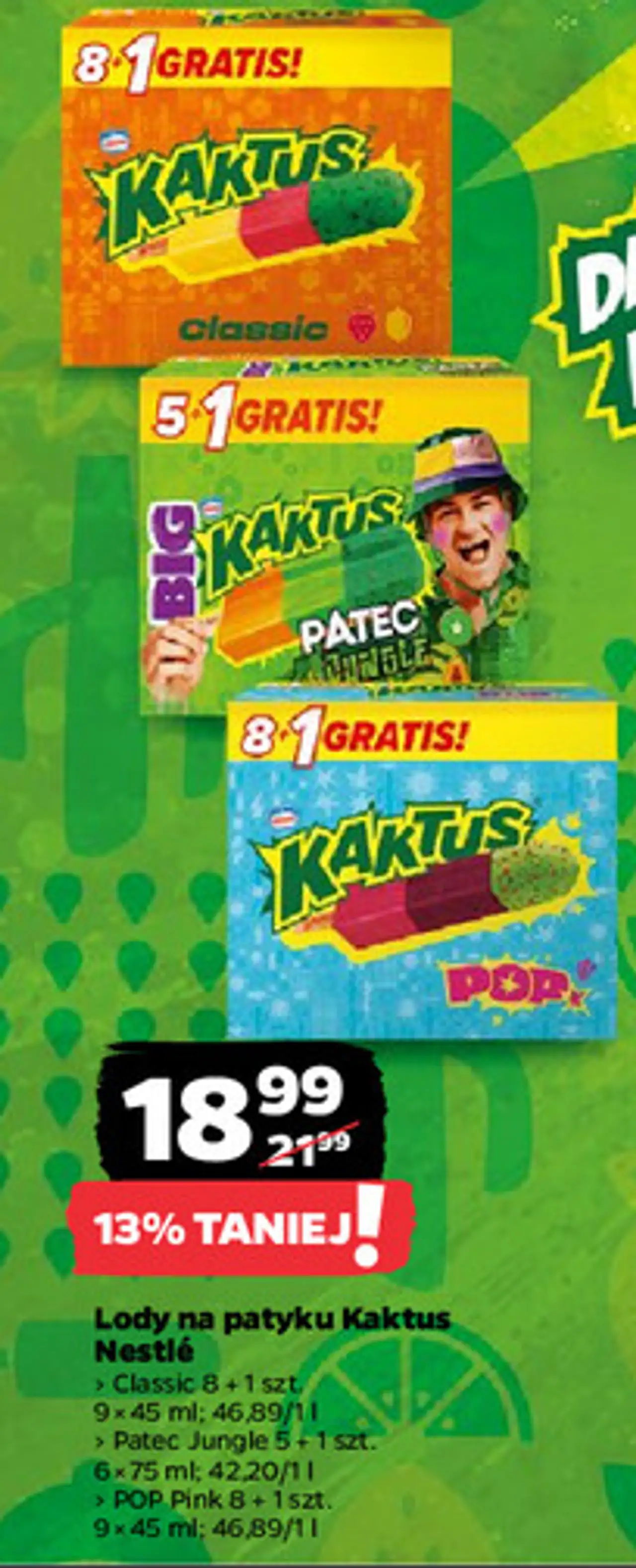 Lody cytrynowo-truskawkowe Nestle Kaktus