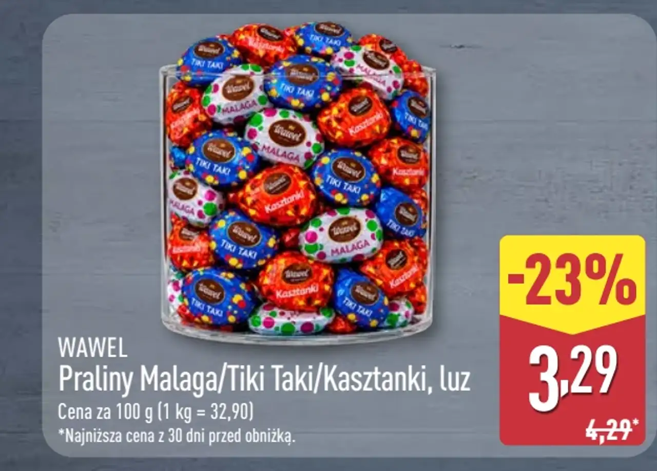 Wawel Praliny Malaga/Tiki Taki/Kasztanki, luz
