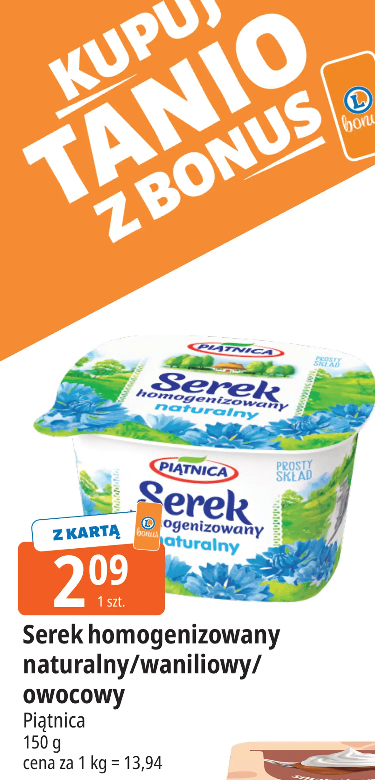 Serek homogenizowany naturalny/waniliowy/owocowy Piątnica
