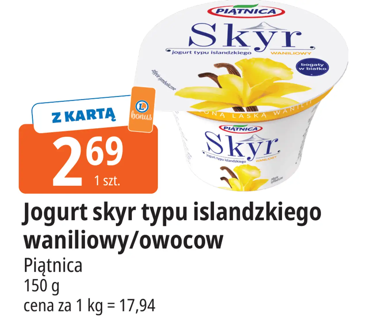 Piątnica Jogurt skyr typu islandzkiego waniliowy/owocowy