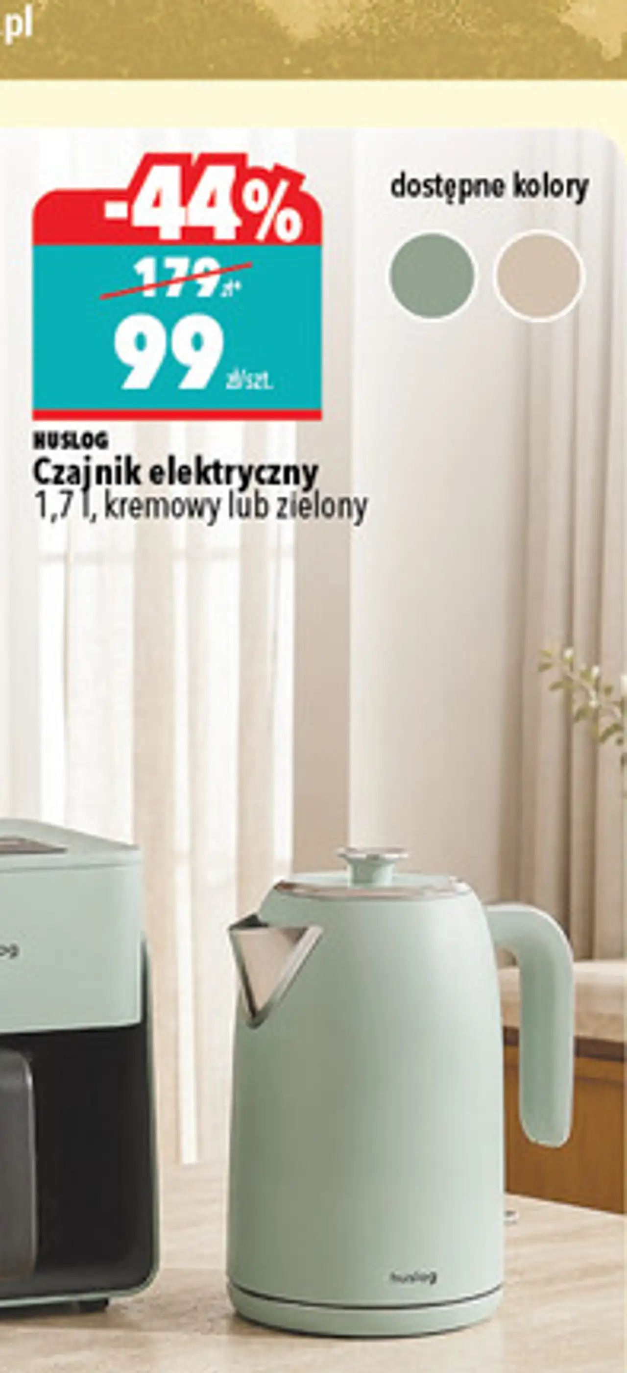 Huslog Czajnik elektryczny 1,7 l, kremowy lub zielony