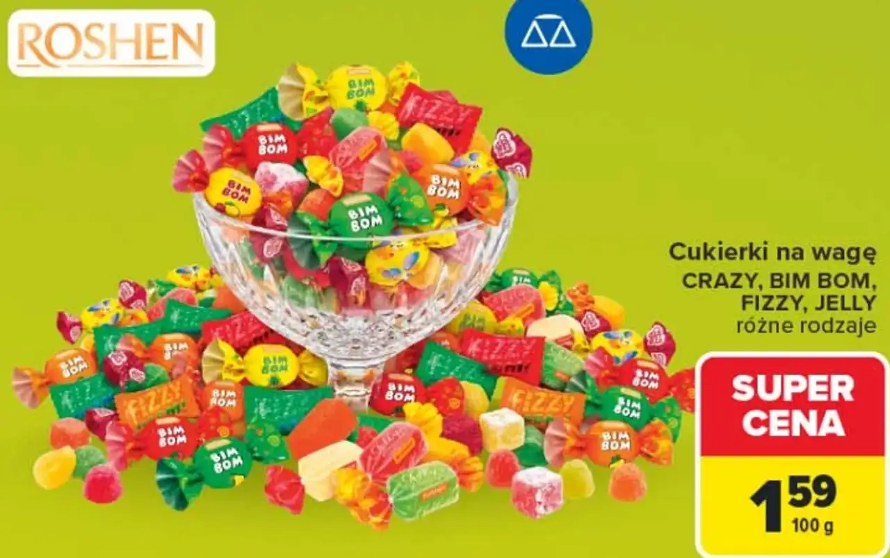 Cukierki na wagę Roshen Crazy, Bim Bom, Fizzy, Jelly