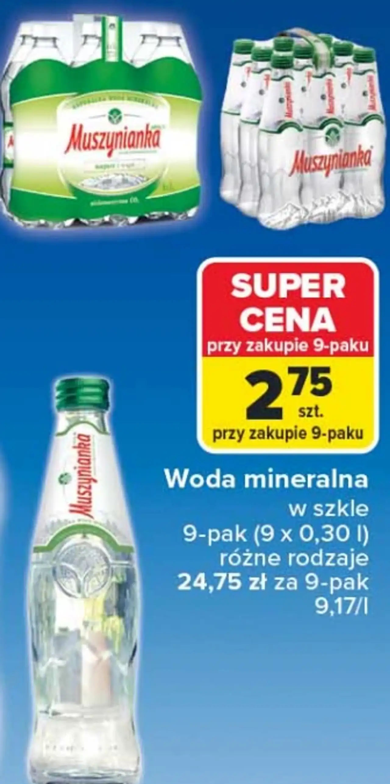 Muszynianka Woda mineralna w szkle 9 x 0,3 l