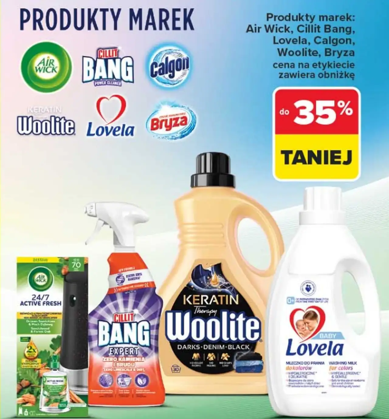Środki czystości i do prania Air Wick, Cillit Bang, Calgon, Woolite, Lovela, Bryza