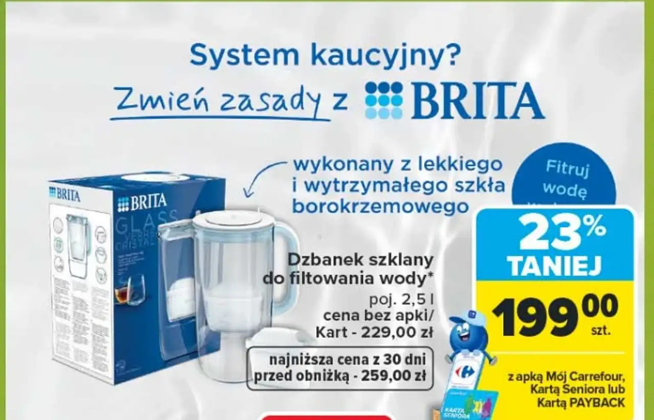 Dzbanek szklany do filtrowania wody Brita Glass